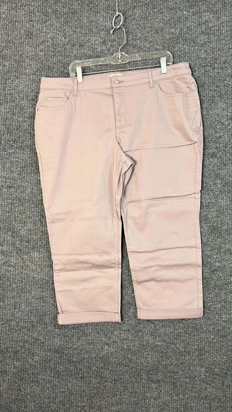 Logo Lori Goldstein Boyfriend Jeans Womens 18W Petite Purple Cuffed High Rise